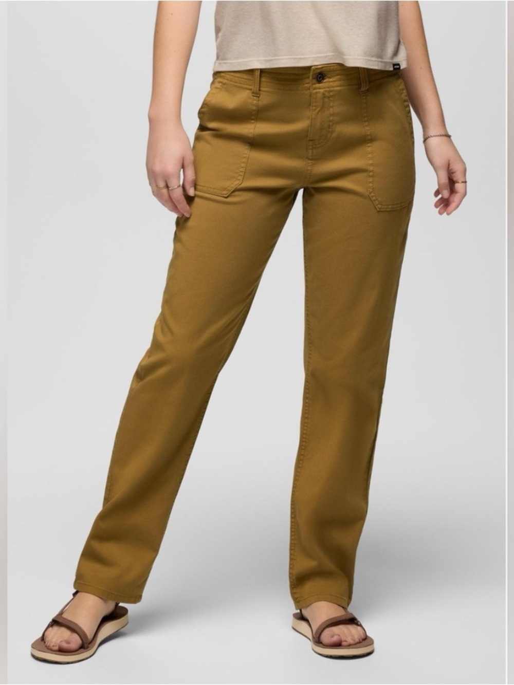 Prana Sancho Boyfriend Pant Women's 4 Retro Olive Relaxed Fit Mid Rise Stretch